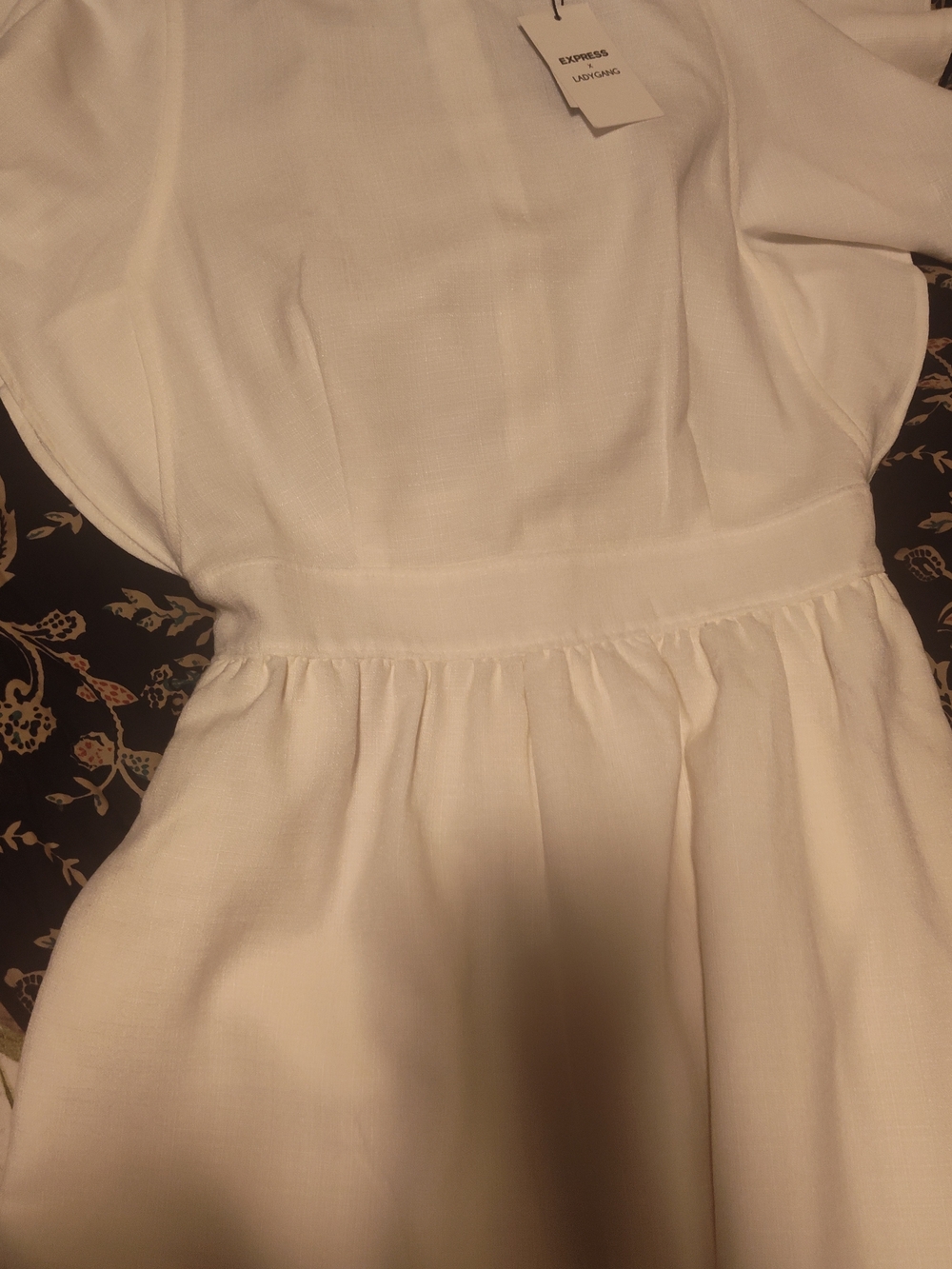 Women's White Ruffle-Neck Dress - Picture 2 of 7